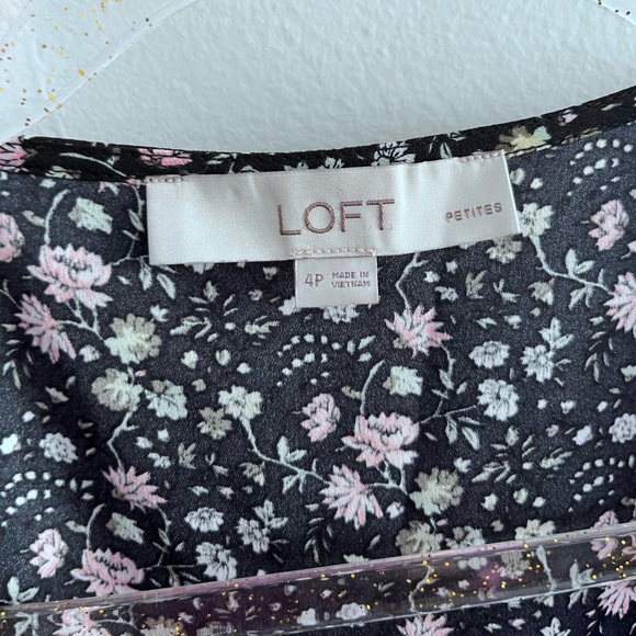 LOFT Floral Print Short Ruffle Sleeve Wrap Dress - Picture 4 of 5